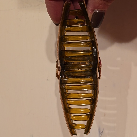 Brown Hair Clip with Gold Accents